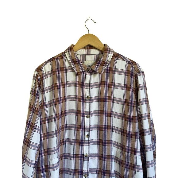 JACHS Girlfriend White Pink Plaid XL Button Up Collared Flannel Shirt - Picture 4 of 10